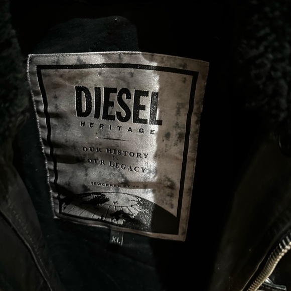 Diesel men’s leather bomber jacket black size clean - Picture 3 of 3